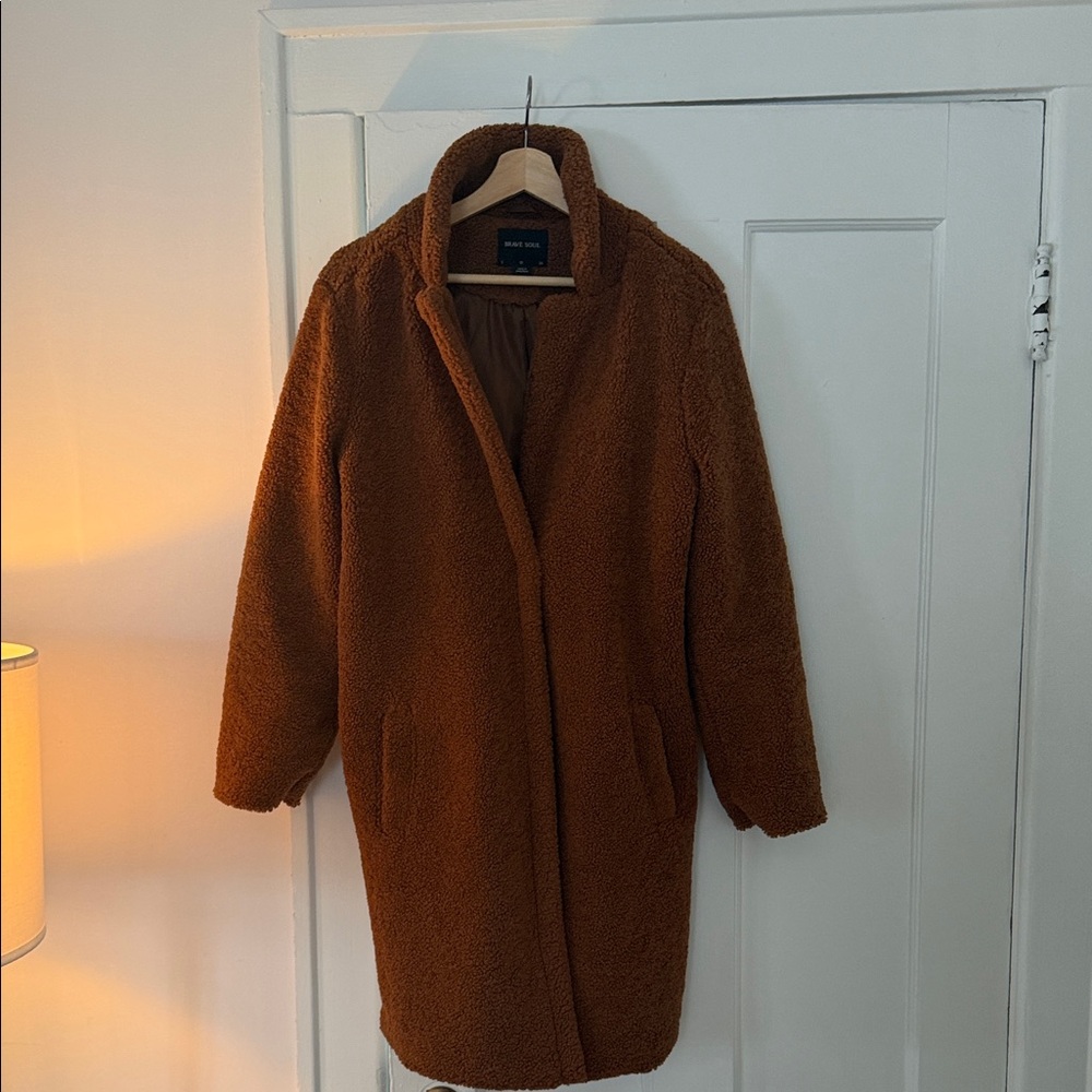 Brave Soul Rich Brown Teddy Coat